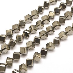 Pyrite Natural Pyrite Cube Beads Strands, 10x10x10mm, Hole: 1mm, about 28pcs/strand, 15.7 inch