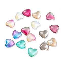 Couleur Mélangete Cabochons de verre transparent, cœur, couleur mixte, 8x8x3mm