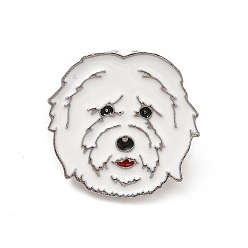 Dog Dog Enamel Pin with Brass Butterfly Clutches, Alloy Badge for Backpack Clothing, West Highland White Terrier, 23x23.5x10mm, Pin: 1.1mm