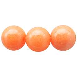 Orange Brins de perles de jade mashan naturelles , teint, ronde, orange, 4mm, Trou: 0.7mm, Environ 96 pcs/chapelet, 15.5 pouce