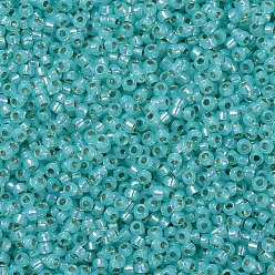 (RR571) Dyed Sea Green Silverlined Alabaster MIYUKI Round Rocailles Beads, Japanese Seed Beads, 11/0, (RR571) Dyed Sea Green Silverlined Alabaster, 2x1.3mm, Hole: 0.8mm, about 50000pcs/pound