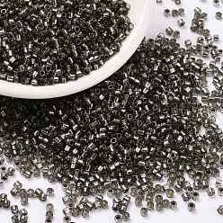 Negro Perlas de semillas cilíndricas, plata forrada, agujero redondo, tamaño uniforme, negro, 2x1.5 mm, agujero: 0.8 mm, sobre 40000 unidades / bolsa, sobre 450 g / bolsa