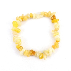 Jade Jaune Bracelet extensible en perles de jade jaune naturel pour femmes, 6-3/4~8-5/8 pouce (17~22 cm)