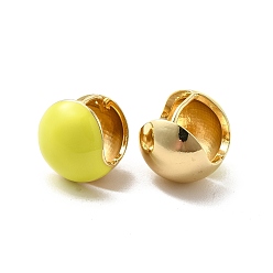 Yellow Enamel Round Hoop Earrings, Golden Brass Jewelry for Women, Yellow, 14mm, Pin: 1mm