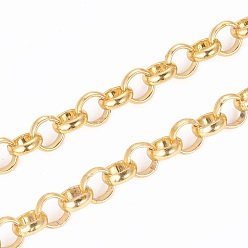 Золотой Роло железа цепи, отрыгивающая цепь, несварные, с катушкой, долговечный, золотые, 6x2 мм, около 328.08 футов (100 м) / рулон