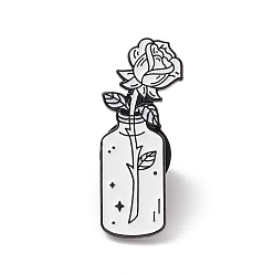 Flower Punk Style White Enamel Pin, Electrophoresis Black Plated Lapel Pin Brooch for Backpack Clothes, Flower, 30x12.5x1.5mm