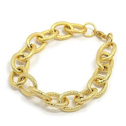 Golden Fashionable 304 Stainless Steel Reticular Grain Cable Chain Bracelets, with Lobster Claw Clasps, Golden, 8-1/2 inch(215mm), 13mm