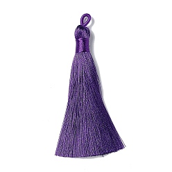 Фиолетовый Нейлон кисточки большие украшения кулон, фиолетовые, 83~92x9~10 мм, отверстие : 1.5~4 мм