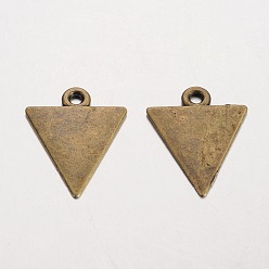 Antique Bronze Triangle Tibetan Style Alloy Blank Tag Pendants, Lead Free & Nickel Free & Cadmium Free, Antique Bronze, 23x18x1.2mm, Hole: 2mm, about 833pcs/1000g