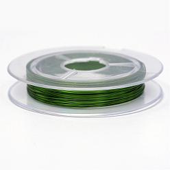Green Round Copper Jewelry Wire, Green, 0.3mm, about 32.8 Feet(10m)/roll, 10 rolls/group