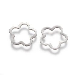 Stainless Steel Color 201 Stainless Steel Linking Rings, Flower, Stainless Steel Color, 14.5mm, Hole: 0.5mm