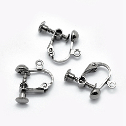 Gunmetal Brass Screw On Clip-on Earring Findings, Spiral Ear Clip, For Non-Pierced Ears, Gunmetal, 18x14x3mm, Hole: 1.6mm