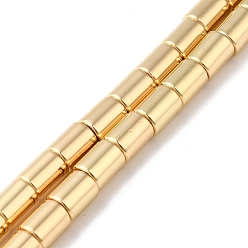Светло-Золотое Покрытие Гальванические нити из синтетических немагнитных гематитовых бусин, колонка, свет позолоченные, 8x6 мм, отверстие : 1.2 мм, около 52 шт / нитка, 16.14'' (41 см)