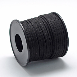 Черный Замша Faux шнуры, искусственная замшевая кружева, чёрные, 2.7x1.5 мм, около 27.34 ярдов (25 м) / рулон