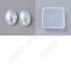 White BENECREAT ABS Plastic Beads, Half Drilled, Oval, White, 24.5x17x7.7mm, Hole: 1.4mm, 10pcs/box