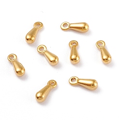 Golden Ion Plating(IP) 304 Stainless Steel Charms, Chain Extender Drop, Teardrop, Golden, 9x5mm, Hole: 1mm