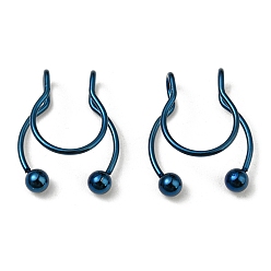 Bleu 304 clip en acier inoxydable sur les anneaux de nez, fil enroulé sans anneaux de nez perçants, bleu, 15x13x4.5mm