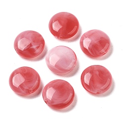 Roja India Abalorios de acrílico transparentes, plano y redondo, piel roja, 12x4.5 mm, agujero: 1.2 mm, Sobre 1150 unidades / 500 g