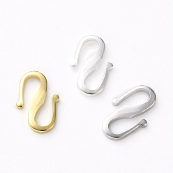 Mixed Color Brass S Hook Clasps, Long-Lasting Plated, Mixed Color, 12x7.5x1mm