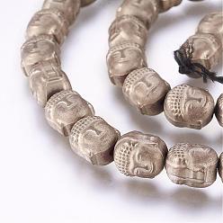 Antique Bronze Plated Electroplate Non-magnetic Synthetic Hematite Bead Strands, Buddha, Frosted, Antique Bronze Plated, 10x8.5x8mm, Hole: 1mm, about 40pcs/strand, 15.3 inch