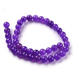 Blue Violet Natural White Jade Beads, Round, Dyed, Blue Violet, 10mm, Hole: 1.2mm, about 38pcs/strand, 14.96''(38cm)