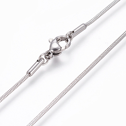Stainless Steel Color 304 Stainless Steel Snake Chain Necklaces, with Lobster Claw Clasps, Stainless Steel Color, 19.68 inch(50cm)