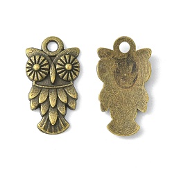 Antique Bronze Tibetan Style Alloy Pendants, Halloween, Cadmium Free & Lead Free, Owl, Antique Bronze Color, Size: about 20mm long, 11mm wide, 3mm thick, hole: 2mm