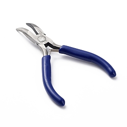 Blue Steel Jewelry Pliers, Bent Tip Needle Nose Plier, Blue, 12x7.7x1.3cm