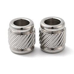 Stainless Steel Color 202 Stainless Steel European Beads, Large Hole Beads, Column, Stainless Steel Color, 8x7mm, Hole: 4mm