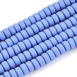 Cornflower Blue Handmade Polymer Clay Beads Strands, for DIY Jewelry Crafts Supplies, Flat Round, Cornflower Blue, 6~7x3mm, Hole: 1.5mm, about 113~116pcs/strand, 15.55 inch~16.14 inch(39.5~41cm).