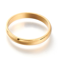 Золотой Ионное покрытие (ip) 304 гладкие кольца из нержавеющей стали, золотые, 3 мм, размер США 7~7 3/4 (17.3~17.9 мм)