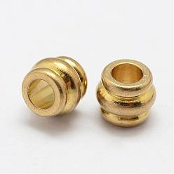 Raw(Unplated) Brass Beads, Barrel, Nickel Free, Raw(Unplated), 6x5mm, Hole: 3mm