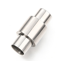Stainless Steel Color 304 Stainless Steel Magnetic Clasps with Glue-in Ends, Column, Stainless Steel Color, 20x10mm, Hole: 6mm