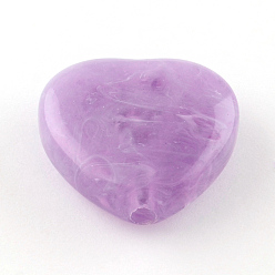 Lilac Heart Imitation Gemstone Acrylic Beads, Lilac, 35x37x14mm, Hole: 4mm, about 39pcs/500g