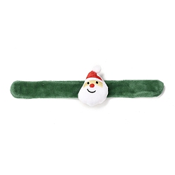 Green Christmas Slap Bracelets, Snap Bracelets for Kids and Adults Christmas Party, Santa Claus/Father Christmas, Green, 24.5x2.5x0.2cm
