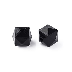 Black Transparent Acrylic Beads, Faceted, Cube, Black, 10x11x11mm, Hole: 2mm, about 670pcs/500g