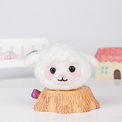 Mouton Kit de démarrage de feutrage à l'aiguille en forme d'animal de dessin animé, avec œillet en plastique et mousse, kit de feutrage à l'aiguille pour les arts débutants, motif de moutons, 100x80x25mm