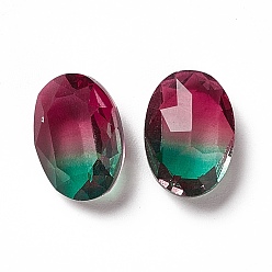 Indian Siam Faceted K9 Glass Rhinestone Cabochons, Pointed Back, Oval, Indian Siam, 14x10x5.8mm