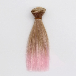 Chameau Cheveux de perruque de poupée de coiffure ombre longue et droite en fibre à haute température, pour bricolage fille bjd making accessoires, chameau, 5.91 pouce (15 cm)