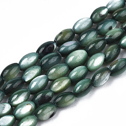 Dark Slate Blue Natural Freshwater Shell Beads Strands, Dyed, Rice, Dark Slate Blue, 5x3mm, Hole: 0.9mm, about 80~83pcs/strand, 14.76 inch~15.55 inch(37.5~39.5cm)