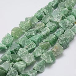 Green Aventurine Raw Rough Natural Green Aventurine Beads Strands, Nuggets, 15~20x14~18x10~14mm, Hole: 1mm, about 25pcs/strand, 14.9 inch(38cm)