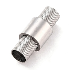 Stainless Steel Color 304 Stainless Steel Magnetic Clasps with Glue-in Ends, Column, Stainless Steel Color, 24mm, Hole: 6mm