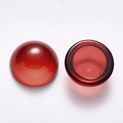 Rouge Pulvérisation transparent peint cabochons de verre, demi-tour / dôme, rouge, 16x8mm