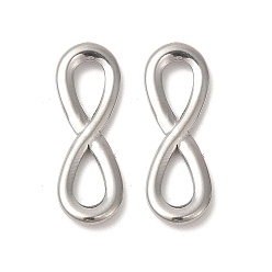 Stainless Steel Color 304 Stainless Steel Pendants, Infinity Charms, Stainless Steel Color, 23.5x8x2.5mm, Hole: 4x7mm