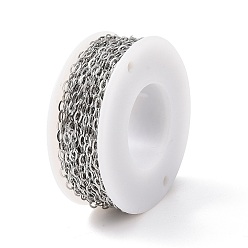 Stainless Steel Color 304 Stainless Steel Cable Chains, Unwelded, with Spool, Stainless Steel Color, 4x2.2x0.6mm, about 32.81 Feet(10m)/Roll
