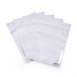 Plata Bolsas con cierre de cremallera para mascotas y pe, bolsas de almacenamiento de alimentos de papel de aluminio resellables, Rectángulo, plata, 12.6x7 cm, medida interna: 9.4x5.8 cm