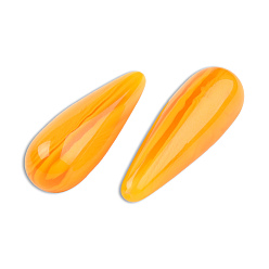 Dark Orange Resin Imitation Amber Beads, Half Drilled, Teardrop, Dark Orange, 30.5x10mm, Hole: 1~1.2mm