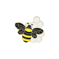 Colorful Creative Zinc Alloy Brooches, Enamel Lapel Pin, with Iron Butterfly Clutches or Rubber Clutches, Bee, Golden, Colorful, 32x35mm, Pin: 1mm