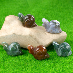 Indian Agate Natural Indian Agate Carved Healing Snail Figurines, Reiki Energy Stone Display Decorations, 18x24~28x14mm