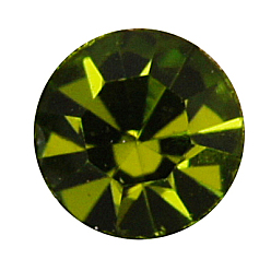 Olivine Séparateurs perles en verre avec strass en laiton, Grade a, bord ondulé, de couleur métal platine , rondelle, olivine, 6x3mm, Trou: 1mm